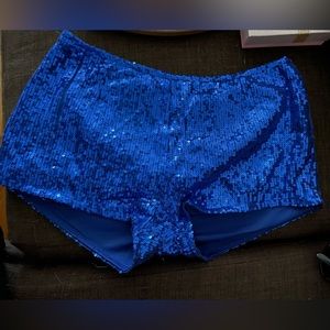 Blue sequin shorts